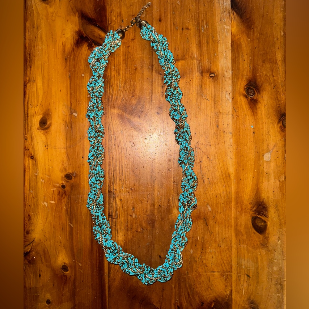 Evereve Turquoise Beaded Braided Necklace - Women Jewelry
